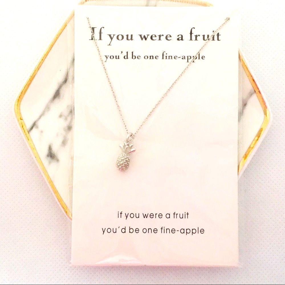 Fine Apple Pineapple Silver Pendant Necklace NWT